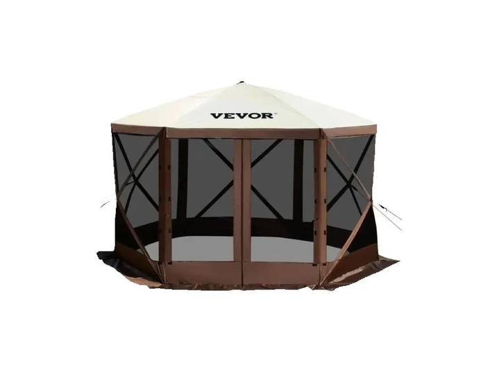 SucceBuy Gazebo de camping pop-up Abri auvent de camping 6 faces 12' x 12' / 10' x 10' Tentes et auvents pare-soleil Camping et randonnée