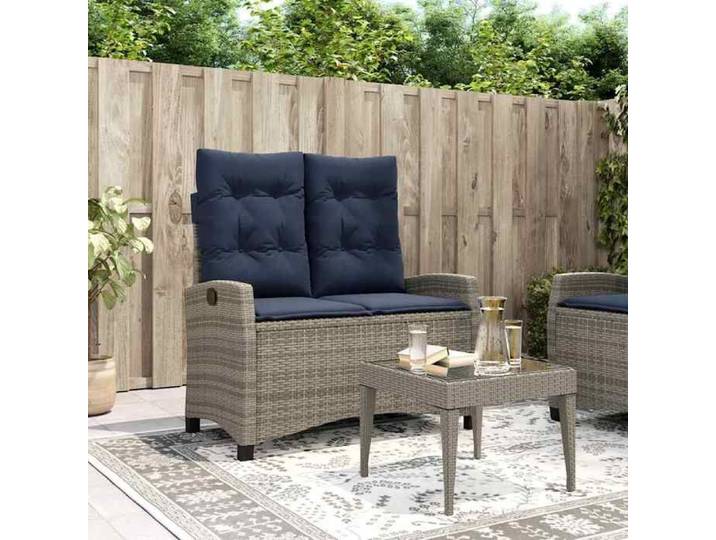 Banc d'extérieur - COCO - Banc inclinable de jardin - avec coussins gris résine tressée 873471
