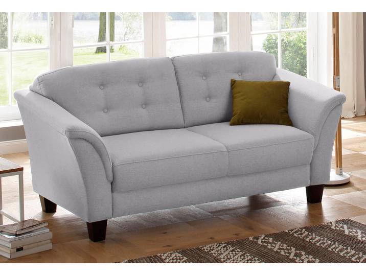 3-Sitzer Sofa, Flachgewebe & Microfaser, Grau, 196×90 cm, Federkern, Klassisch, Home-affaire