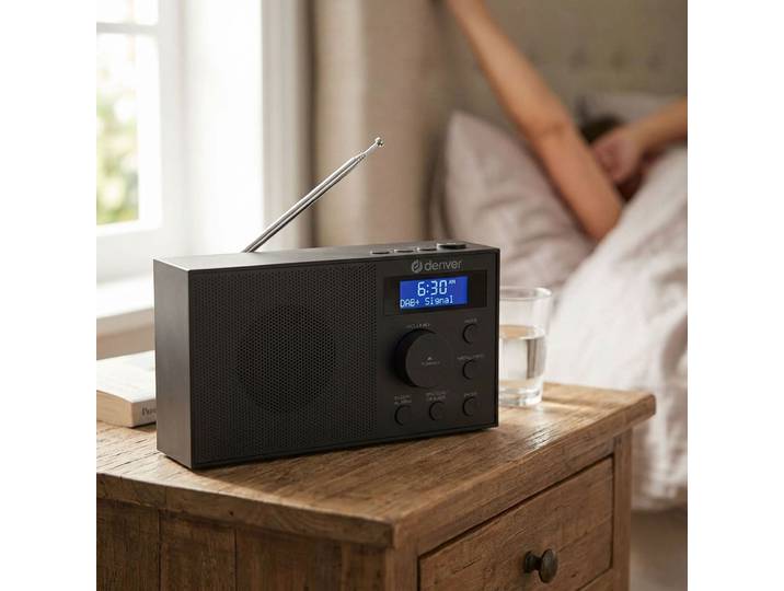 DAB+/FM-Radio mit Uhr und Doppelalarm, schwarz