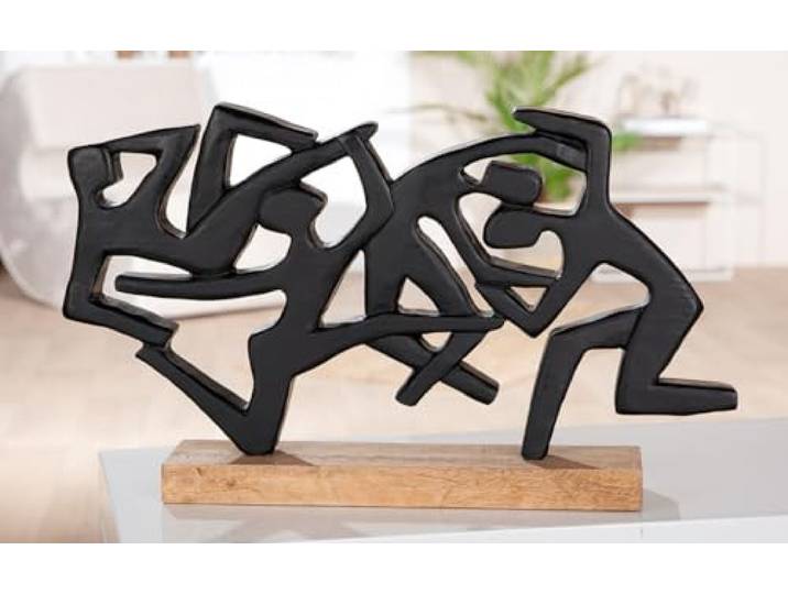 Casablanca Skulptur Acrobatics, Mangoholz, Natur/schwarz, H31cm B52cm T9cm - Deko, Kunst, Wohnaccessoire, Handarbeit