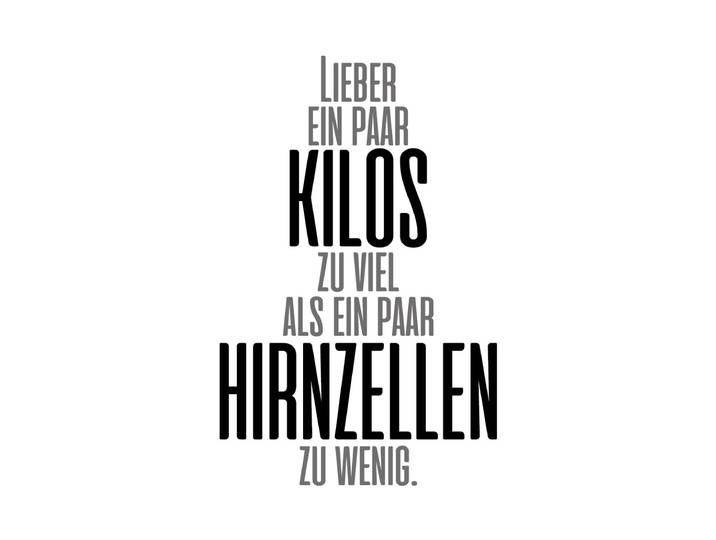 Wanddekoobjekt QUEENCE Lieber ein paar Kilos ... , schwarz-weiss (schwarz, weiß, grau), B:30cm H:45cm T:0,1cm, Stahl, Wanddekoobjekte, Wanddekoobjekt, Stahlschild, Blechschild, Spruch, Witzig, Wanddeko, retro, 20x30cm