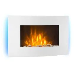 Lausanne Elektrischer Kamin 1000 oder 2000 Watt 7 verschiedene  Hintergrundfarben aus Glas Weiß