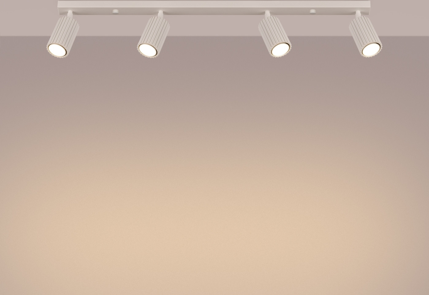 Sollux Karbon plafondspot beige, 4-lampige dimbare aluminium spot voor woon- of eetkamer
