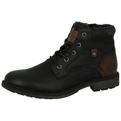 Winterboots TOM TAILOR, Herren, Gr. 40, Warmfutter, schwarz, Lederimitat, Textil, Schuhe Winterboots, mit Logoschriftzügen, Weite G