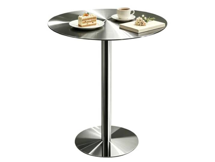 Runder Frühstücks-Esstisch Bartisch Cocktailtische aus Edelstahl Outdoor-Bistro-Pub-Tisch, Kaffee-Beistelltisch, Freizeit-Sofa-Beistelltisch, Teetisch, Snack-Tisch(50x50x75cm)