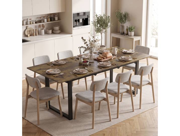 HOMCOM Table Extensible 140-180cm Industrielle Bois Tigré Acier