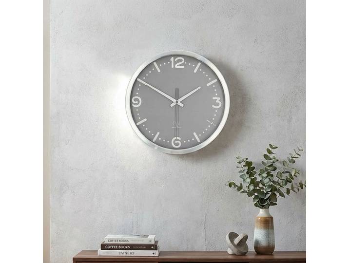 Funkwanduhr Ø30 H4,3cm, grau/metall