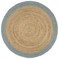vidaXL Teppich Handgefertigt Jute mit Olivgrünem Rand 210 cm