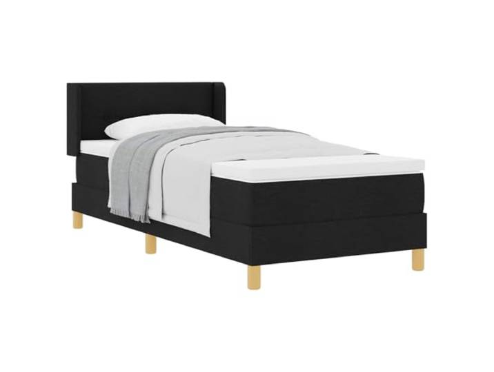 PUGYNBK Boxspringbett, 190 x 90 cm, Kopfteil, Schwarz, Polyester Starrer Lattenrost, Kiefernholz, höhenverstellbar, moderner Stil