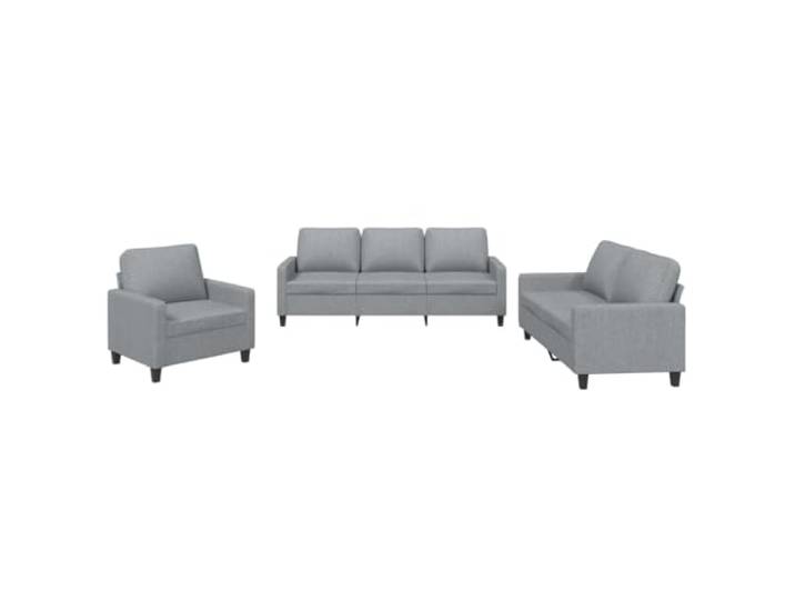 GHVBNMF 3-Teiliges Sofa Set Couchgarnitur mit Kissen Hellgrau Stoff Moderne Wohnzimmer Couch Garnitur inkl 6 Kissen, Schaumstoff Polsterung, Metall Sperrholz Gestell fuer Sessel und Sofa