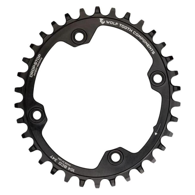 Wolf Tooth PowerTrac Elliptical Kettenblatt, 104 BCD, 32 Z., Drop-Stop B, black (32) (OVAL10432-B)