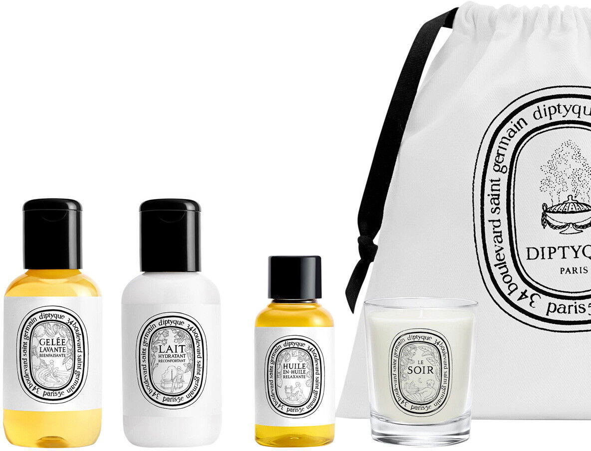 diptyque Beruhigendes Ritual für den Abend - Probierset (Duschgel 60ml + Körperlotion 60ml + Oil 30ml + Kerze 35g)