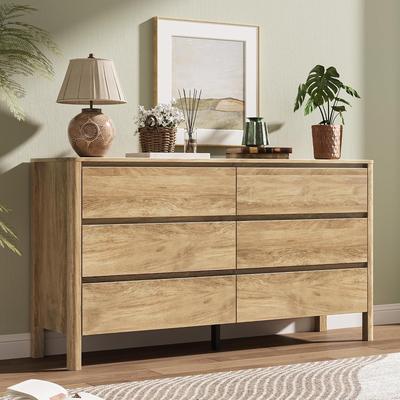 FURNIWAY Modern Wood Dresser with Hidden Handles, Tall Chest of Drawers for Bedroom and Living Room