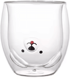 Uplift Curations Cute Animal Double Wall Glass Mug Insulated Bear, Cat & Dog Coffee Cup (250300ml) dog