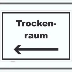 HB-Druck Trockenraum Aufkleber mit Text und Richtungspfeil links Wäsche trocknen waagerecht A0 (841x1189mm)
