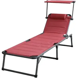 SOLAX-SUNSHINE Komfort-Sonnenliege inkl. Kissen gepolstert aus Aluminium, ca. 193 x 67 x 32 cm - Rot