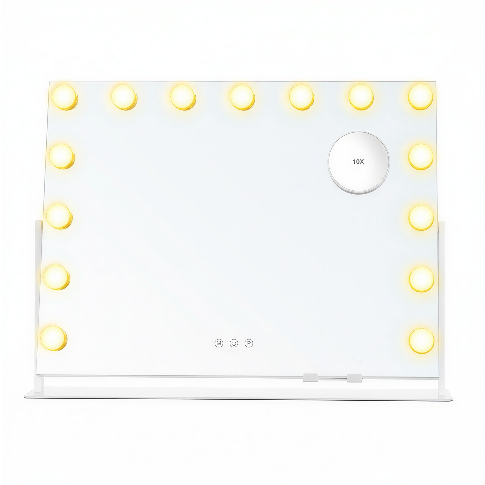 SONGMICS LED Kosmetikspiegel mit 15 Glühbirnen, 10-facher Vergrößerung, Ladeanschluss LWMB35001W02