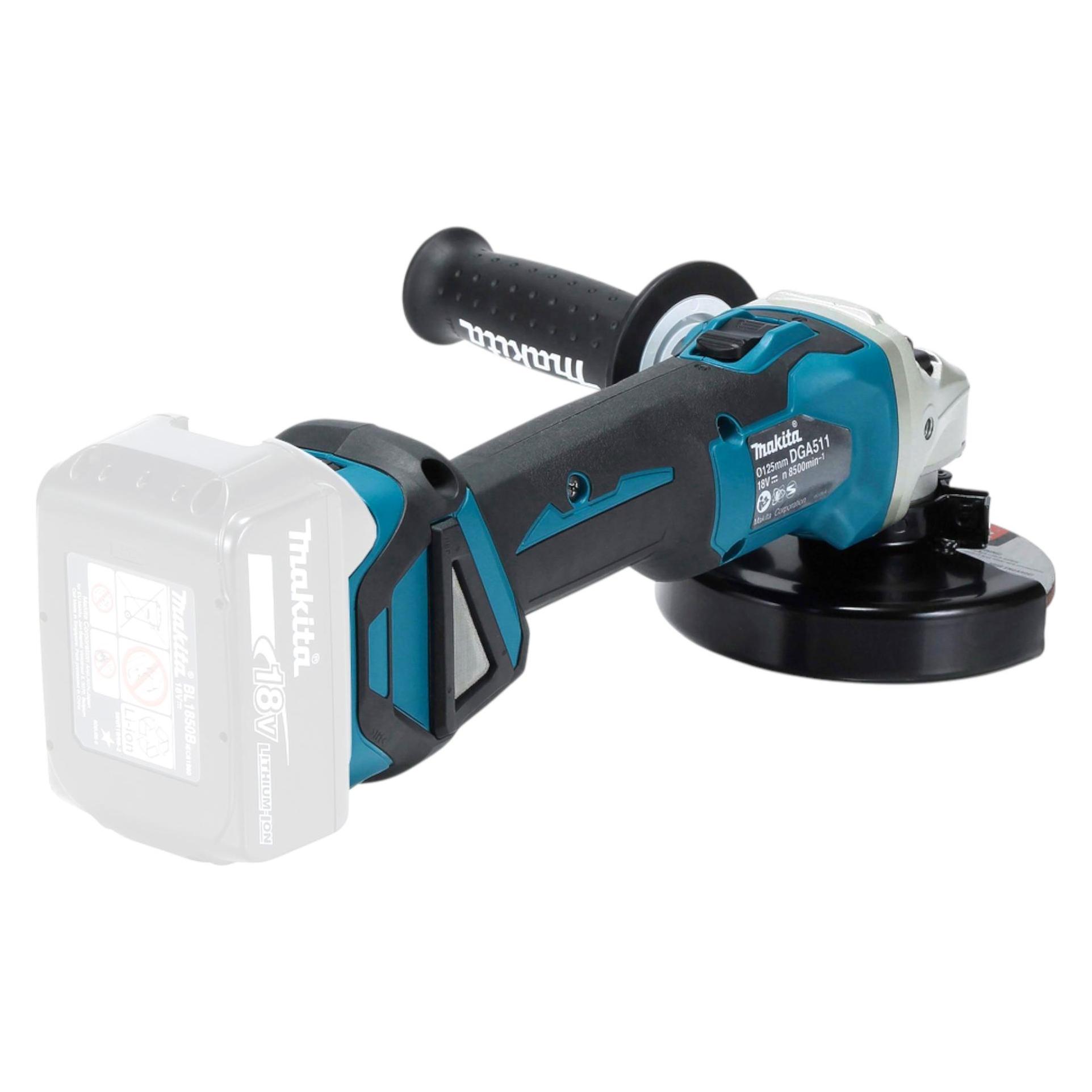 Makita DGA 511 Z Akku Winkelschleifer 18 V 125 mm Brushless + 1x Akku 9,0 Ah + Ladegerät (125 mm) (DGA511Z)