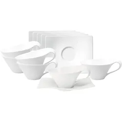 TEETASSEN MIT UNTERTASSEN NewWave weiß 220 ml 6er Set