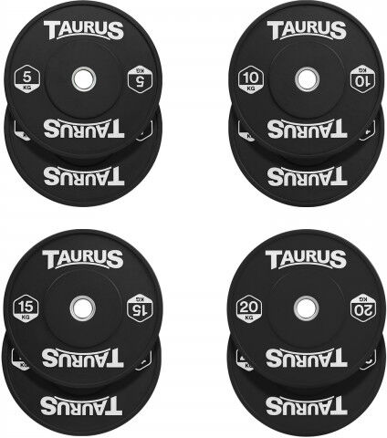 Taurus Black Olympic Rubber Bumper Weight Plates 100kg Set