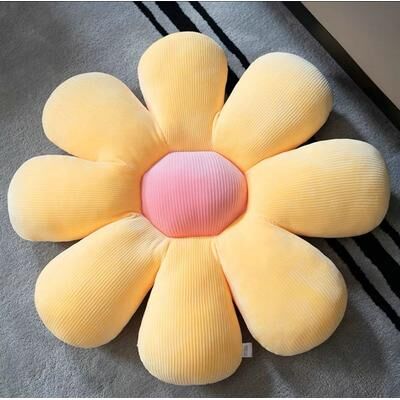Trendy Discount Goods Six Petal Flower Cushion High Quality Sunflower Pillow Bay Window Pink Flower Setting For Bedroom Seat Pillow Girly Room yellow pink1 35x35cm