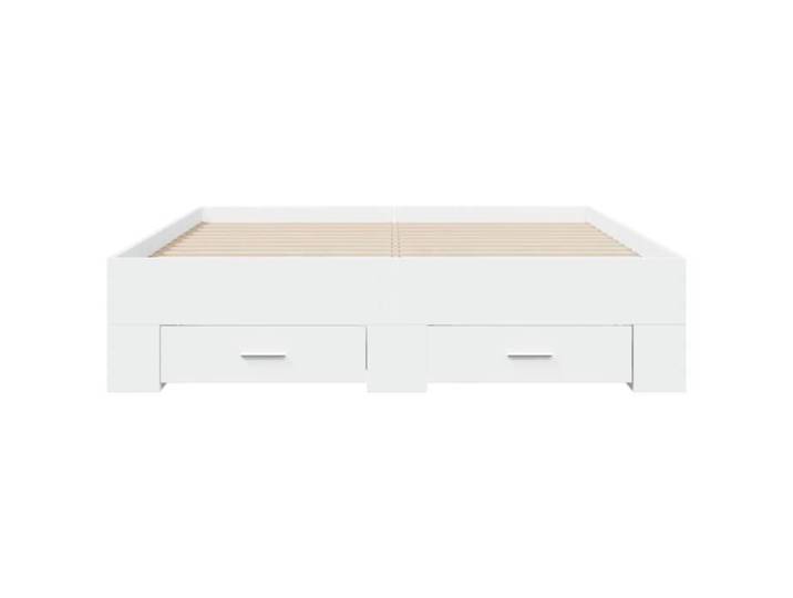 Cadre de lit - MXZZAND - 140x190cm - Bois d'ingénierie - Blanc - Avec tiroirs