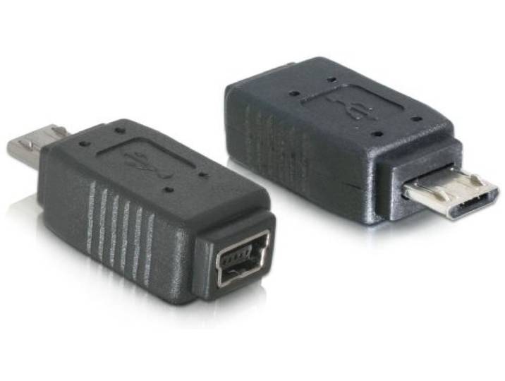Delock Adapter USB Zwart Mini B vrouwelijk -> Micro B stekker