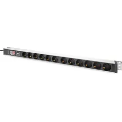 DIGITUS 1HE Aluminium PDU,Schrankmontage,12x Schutzkontakt 16A, 230VAC, 50/60Hz,Überspannungsschutz, Schalter