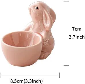 Youfap Market Cute Ceramic Rabbit Egg Cups, Breakfast Egg Holder, Simple Desktop, Office, Living Room Decor Ornament pink