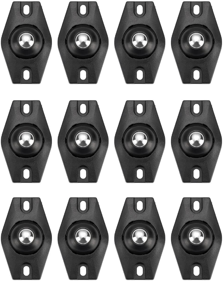 AISAL 12 stuks zelfklevende kogelwielen voor kleine meubels, 360 graden draaibaar, zwart