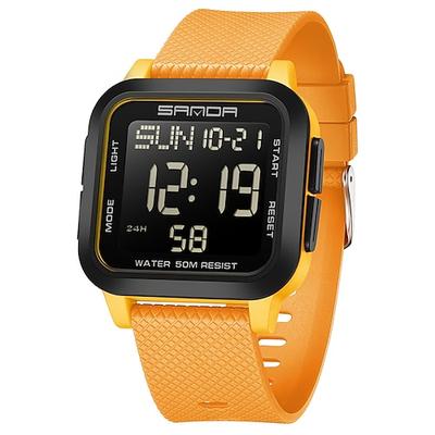 SANDA Herren Digitaluhr Sportmode Freizeit Business Luminous Wecker wasserdichte Dekoration TPU Uhr