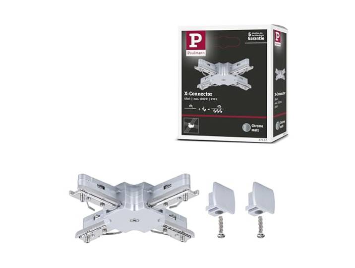 Paulmann URail X-Verbinder 125 mm Chrom matt Ideal für X-Installationen, inkl. Montageanleitung und zwei Endkappen