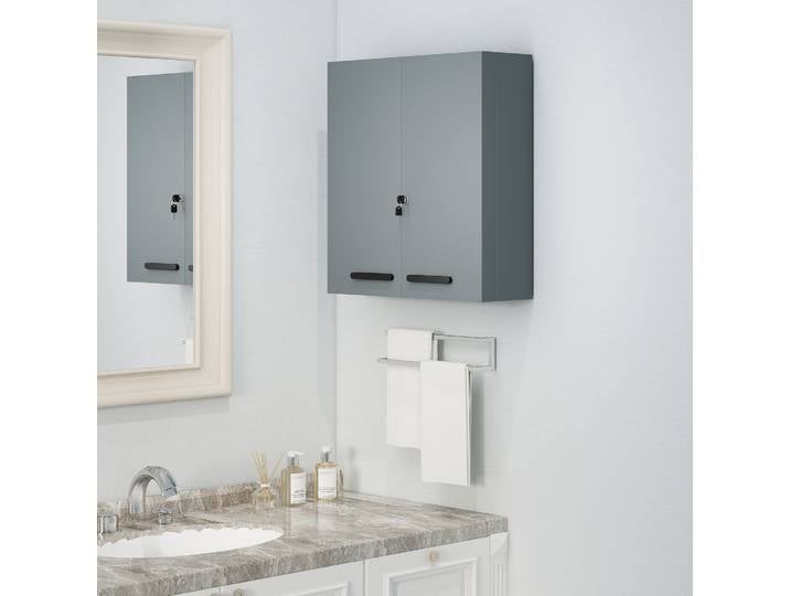 kleankin Armoire à Médicaments Verrouillable 6 Étagères Gris