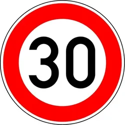 Verkehrszeichen 274-30 zulässige Höchstgeschwindigkeit 30 km/h RA2