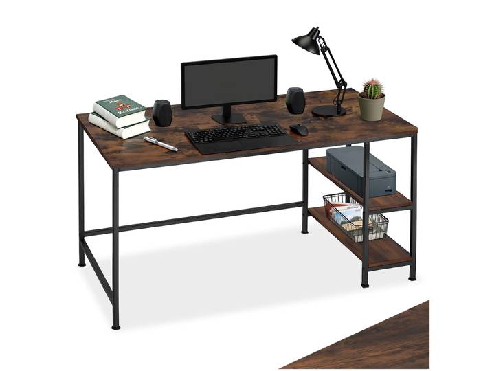 Computer-Schreibtisch Canton 120x60x75,5cm - Industrial Holz dunkel, rustikal