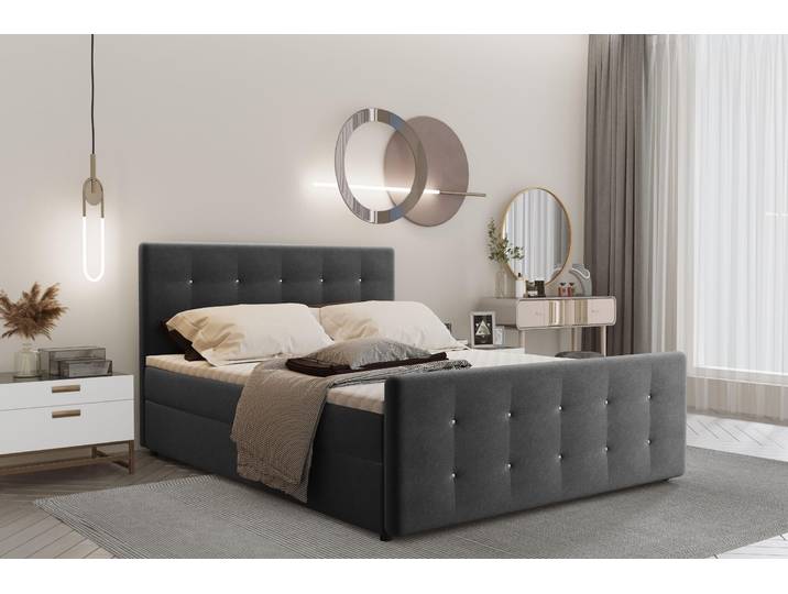 Kaiser Möbel Boxspringbett 140x200 cm AMOR Graphit
