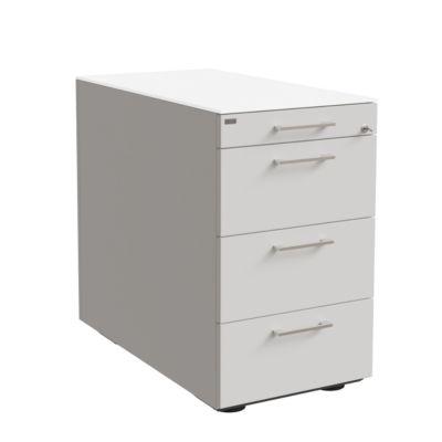 Standcontainer SOLUS PLAY, 1 Utensilienauszug, 3 Schübe, Tiefe 800 mm, mit Griff, weiß