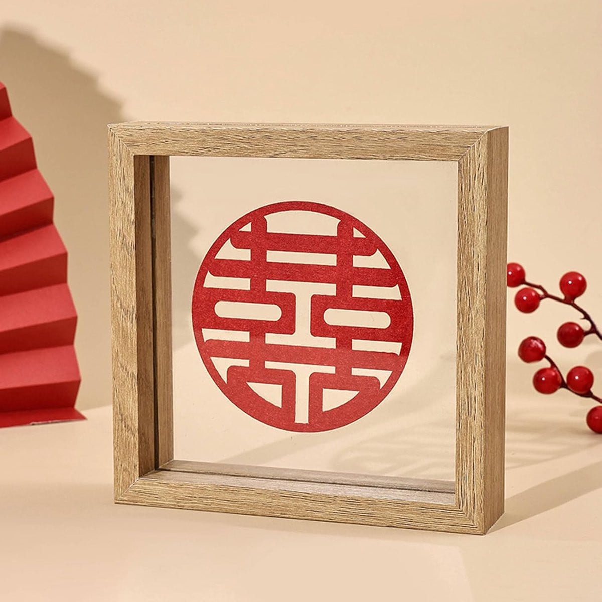 Fotolijst Dubbelzijdig Glas Zwevend Frame Houtkleur 10 Inch