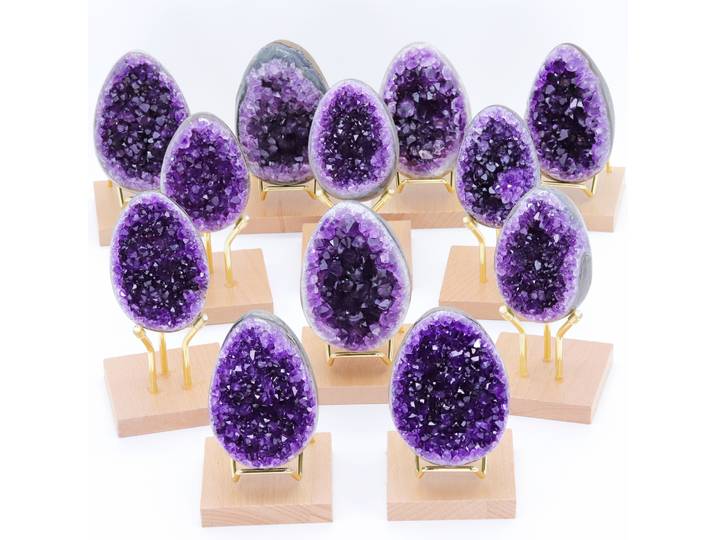 Mini œufs d'améthyste naturelle, géode, Quartz, grappe de cristal, spécimen de pâques, énergie de guérison, cadeau minéral, décoration de la maison, vente en gros