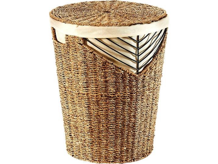 Wäschekorb LOCKER NATUR , beige (natur), H:50cm Ø:40cm, Wäschesammler, Wäschekorb, Wäschesammler aus Seegras, Höhe ca. 50 cm