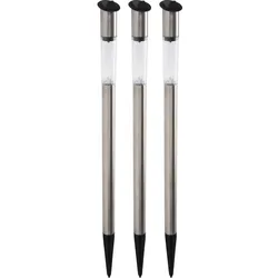 3er-Set Elegante Solar Gartenlampe aus Edelstahl, mit Erdspiess, 70 x 3 cm, stilvolle Beleuchtung für den Aussenbereich, wetterfest, langlebig & energiesparend