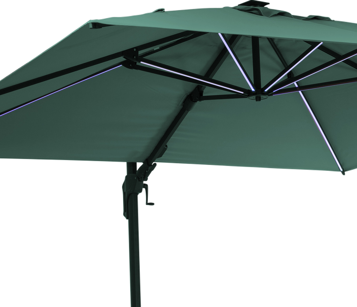 Blumfeldt Sonnenschirm für Balkon, Sonnenschirm mit Solarpanel & LED Beleuchtung, Wasserdicht & UV-Schutz, Balkon Sonnenschirm für Terrasse, Balkon & Garten, Verstellbarer Balkon Schirm, Sonnenschutz