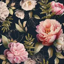 Ambiente 20 Servietten Papier 33x33cm 3-lagig - hochwertige Einweg Papierservietten Pfingstrosen rosé florales Design dunkel elegant Tischdeko Hochzeit Dinner