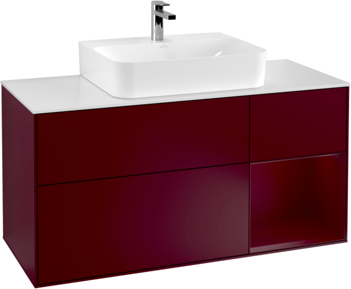 Villeroy und Boch Finion Waschtischunterschrank F171HBHB 120cm, Abdeckplatte white matt, Regal rechts Peony, Peony Matt