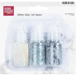 5x Knorr Prandell, Künstlerfarbe + Bastelfarbe, Glitterfarbe Glue Set 3x30ml Space (90 ml)