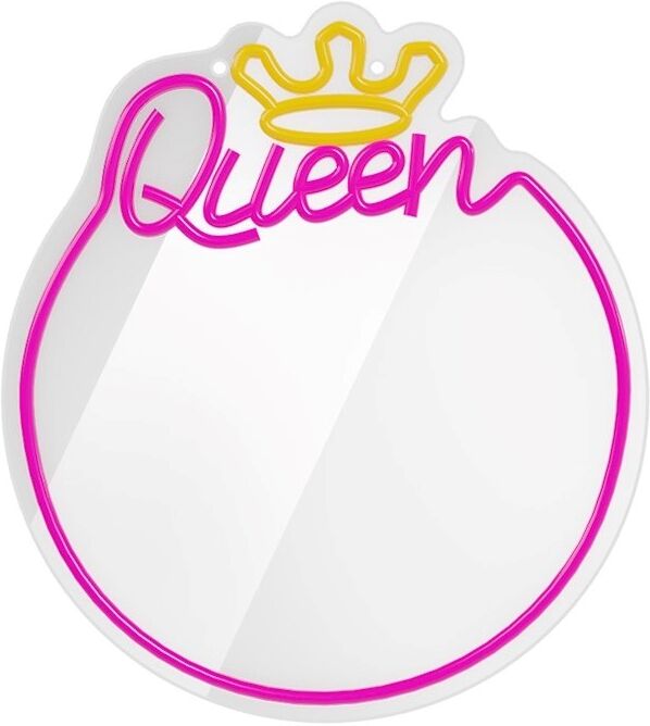 Forever Light LED Spejl med Neon Lys - "Queen"