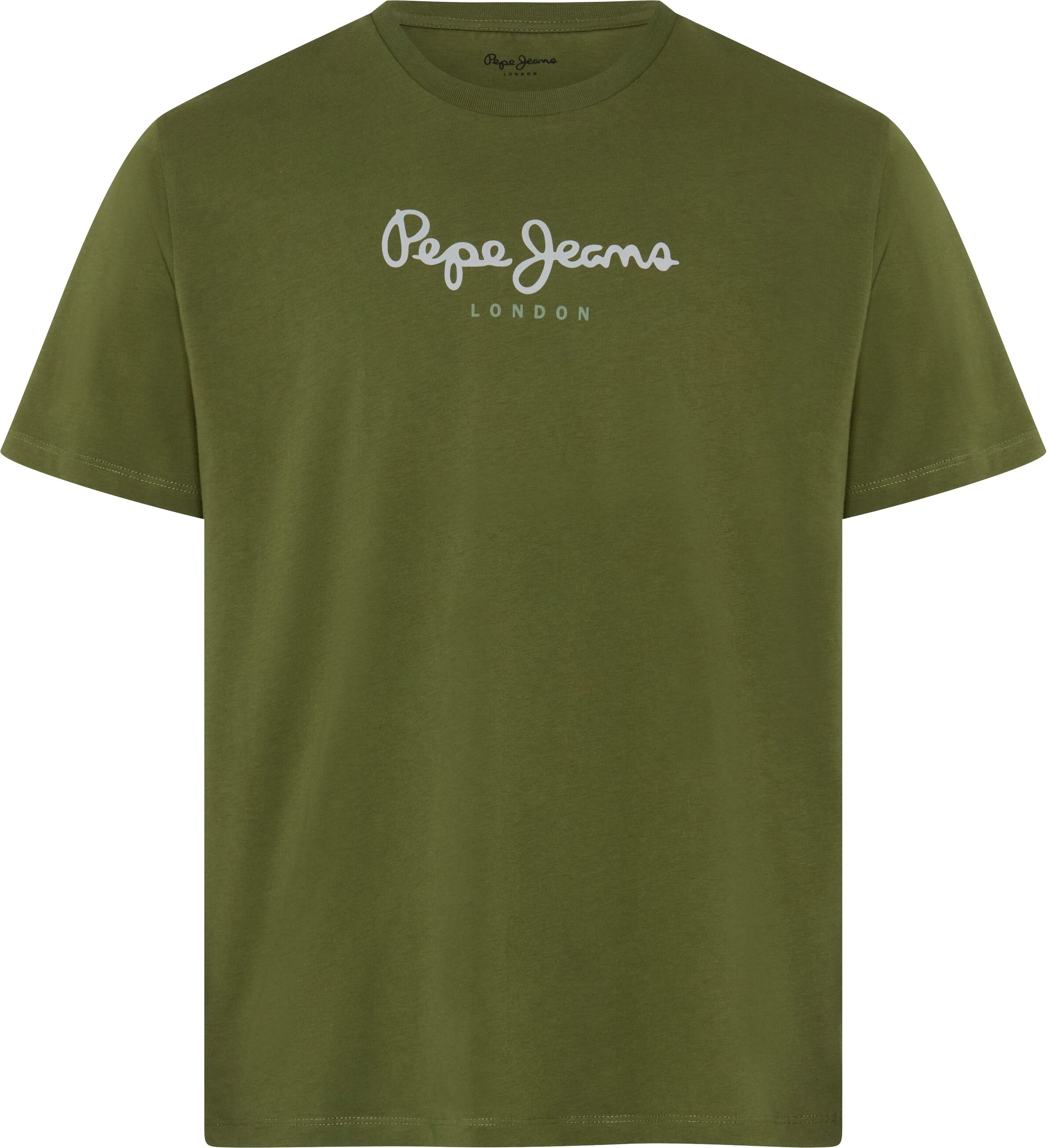 Rundhalsshirt PEPE JEANS "EGGO", Herren, Gr. L, grün (marsh grün), Jersey, Obermaterial: 100% Baumwolle, normal normal, Rundhals, Shirts Rundhalsshirt marsh grün L