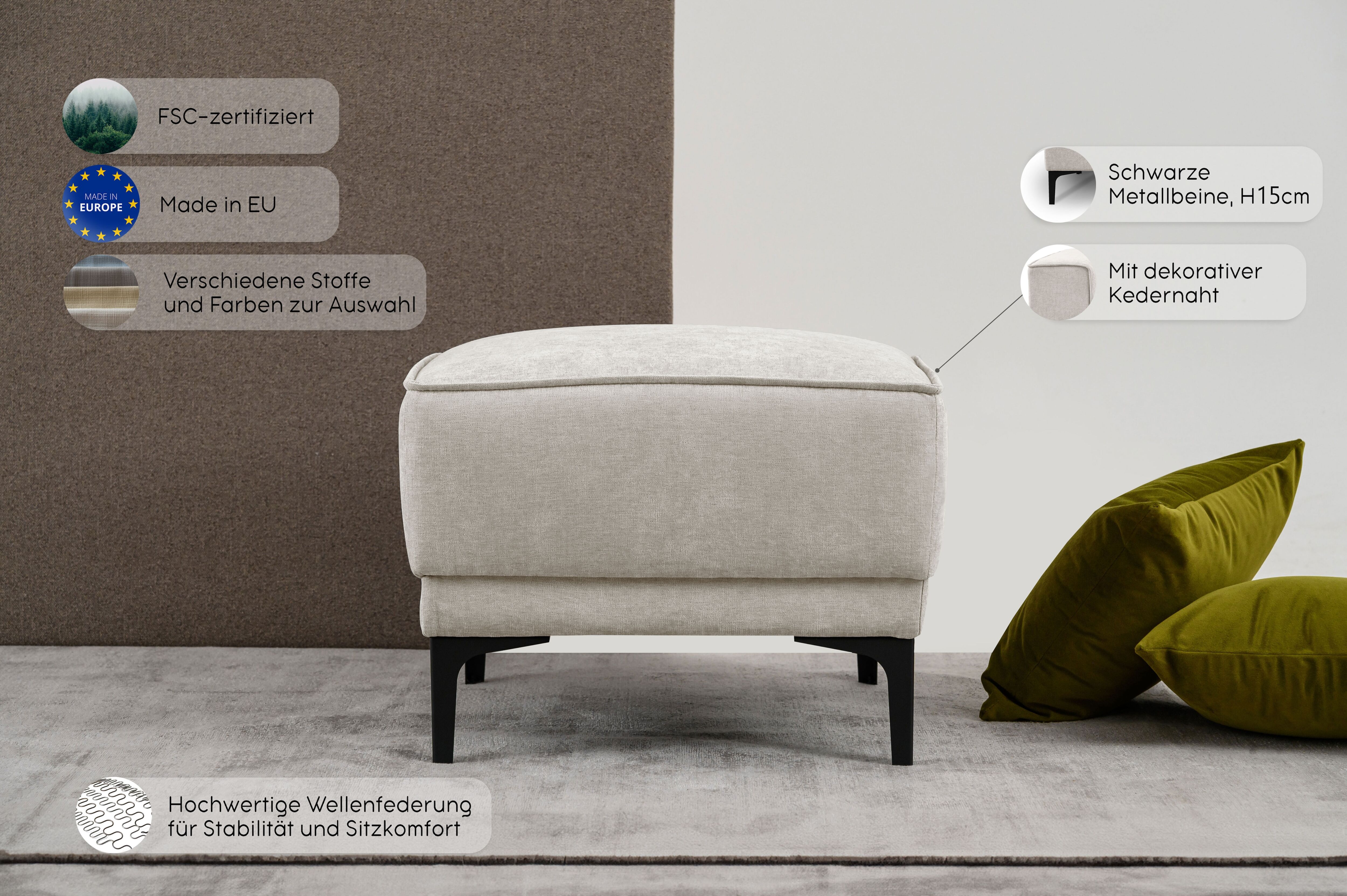 Hocker GOODPRODUCT "Oland Luxus-Microfaser Polsterhocker", braun (cognac), B:56cm H:45cm T:58cm, Struktur 100% Polyester Struktur weich;Struktur 100% Polyester Luxus-Mircofaser;Struktur 100% Polyester Webstoff, Hocker, Hocker, passend zur Serie OLAND cogn