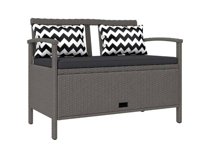 Banc de rangement pour jardin - Outsunny - 2 places - 160L - avec coussin 2 oreillers - cadre en acier - en rotin PE - gris